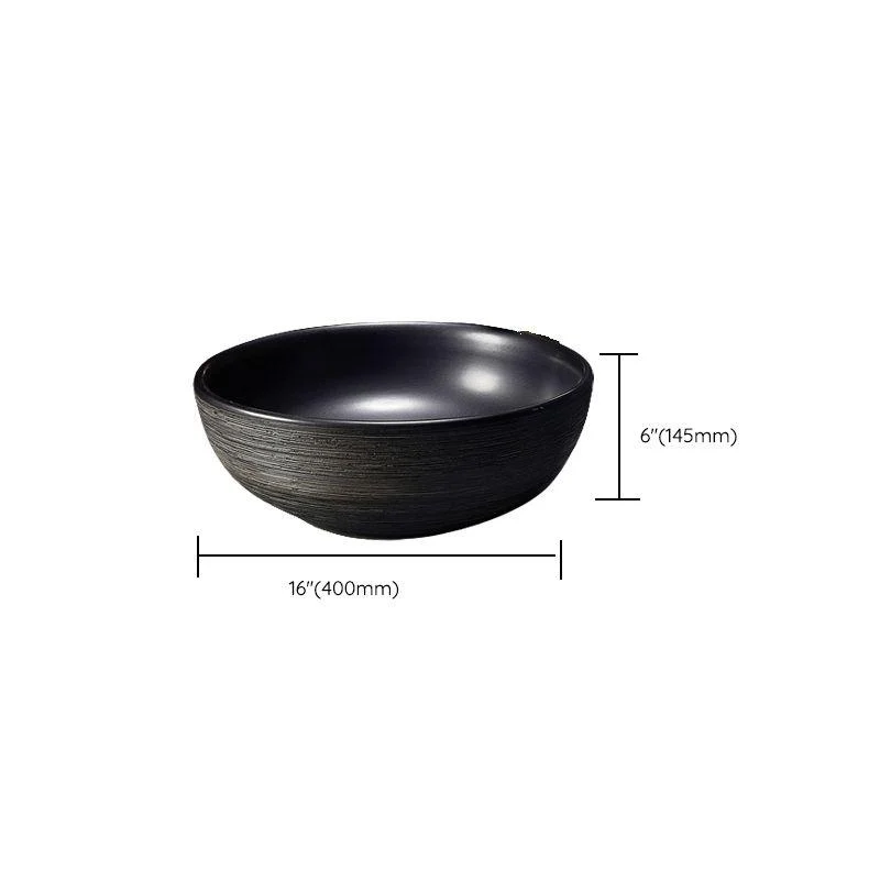 Modern Bathroom Sink Black Oval Ceramic Bathroom Sink with Tap -Bathlova