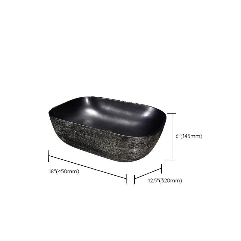 Modern Bathroom Sink Black Oval Ceramic Bathroom Sink with Tap -Bathlova