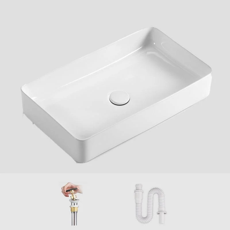 Modern Bathroom Sink Ceramic Oval White Basin Drain Assembly Bathroom Sink -Bathlova