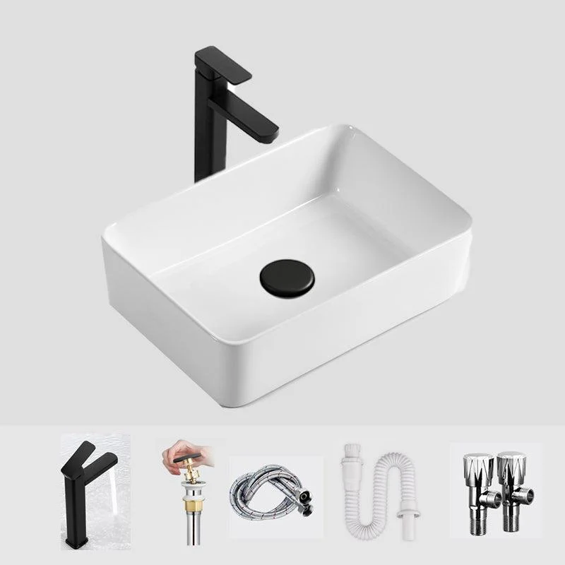 Modern Bathroom Sink Ceramic Oval White Basin Drain Assembly Bathroom Sink -Bathlova