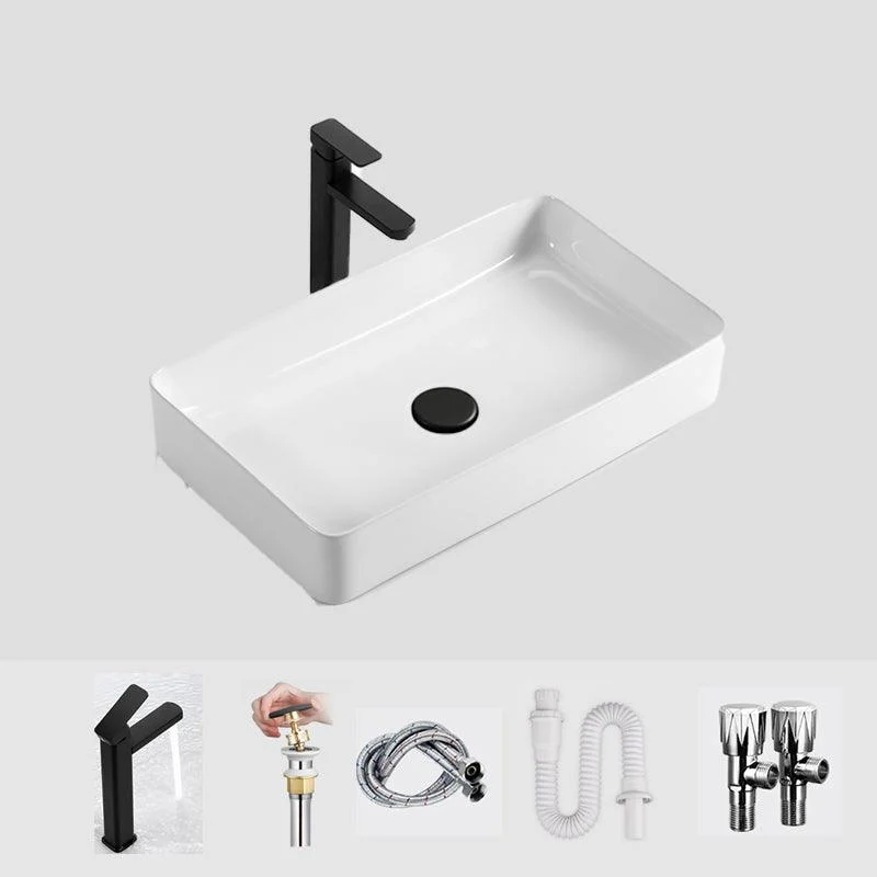 Modern Bathroom Sink Ceramic Oval White Basin Drain Assembly Bathroom Sink -Bathlova