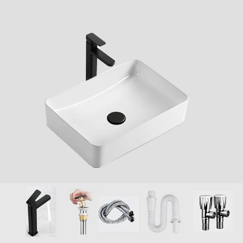 Modern Bathroom Sink Ceramic Oval White Basin Drain Assembly Bathroom Sink -Bathlova