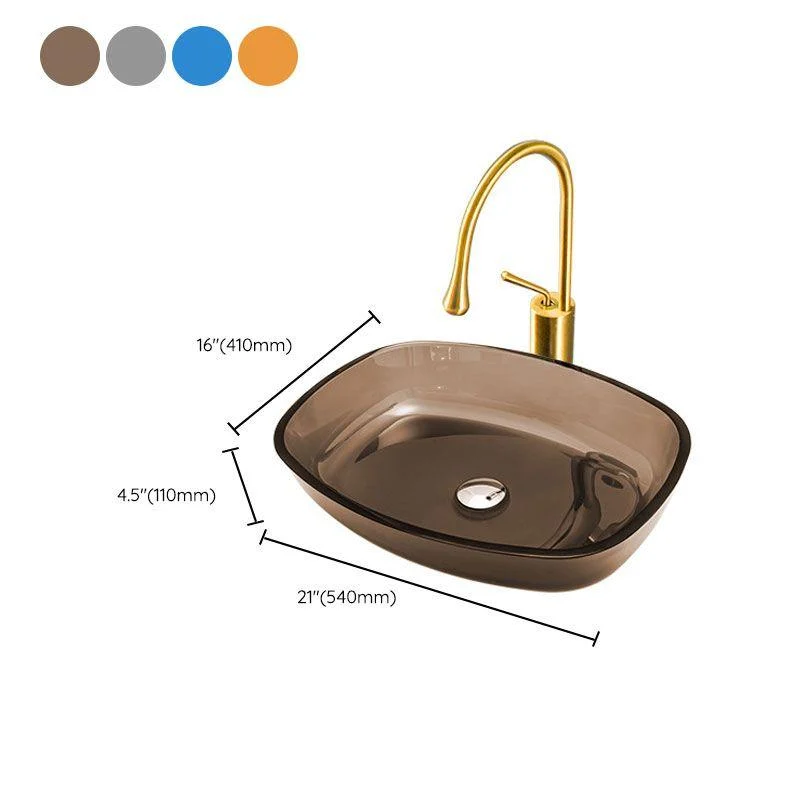 Modern Bathroom Sink Glass Oval-Shape Vessel Bathroom Sink with Pop-Up Drain -Bathlova