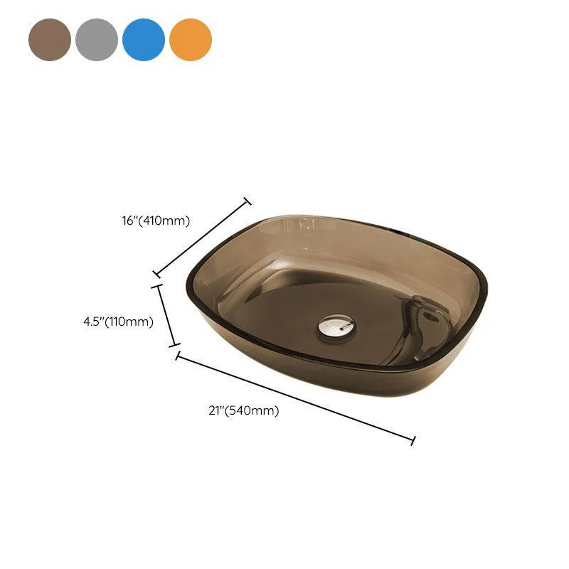 Modern Bathroom Sink Glass Oval-Shape Vessel Bathroom Sink with Pop-Up Drain -Bathlova