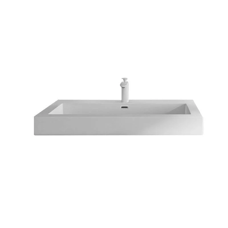 Modern Bathroom Sink Man Made Rock Rectangular Vessel Bathroom Sink with Pop-Up Drain -Bathlova