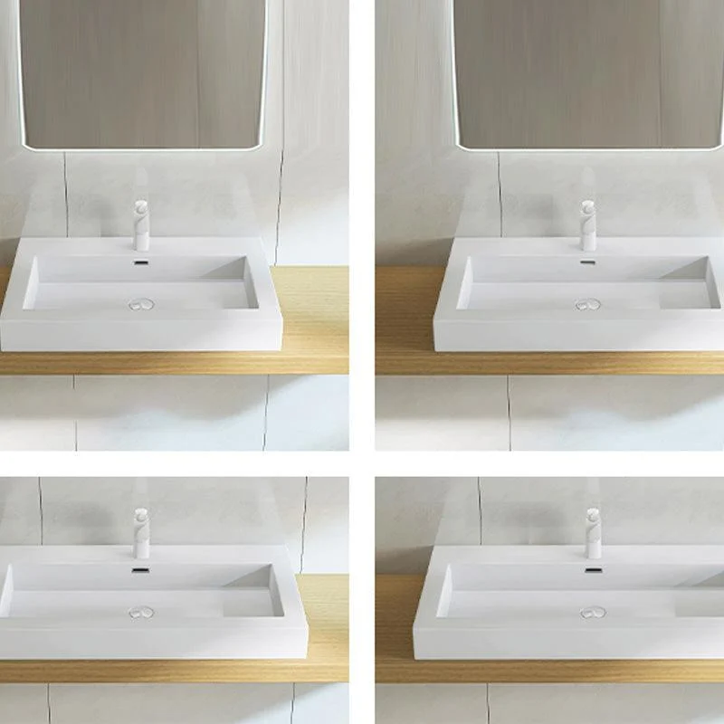 Modern Bathroom Sink Man Made Rock Rectangular Vessel Bathroom Sink with Pop-Up Drain -Bathlova