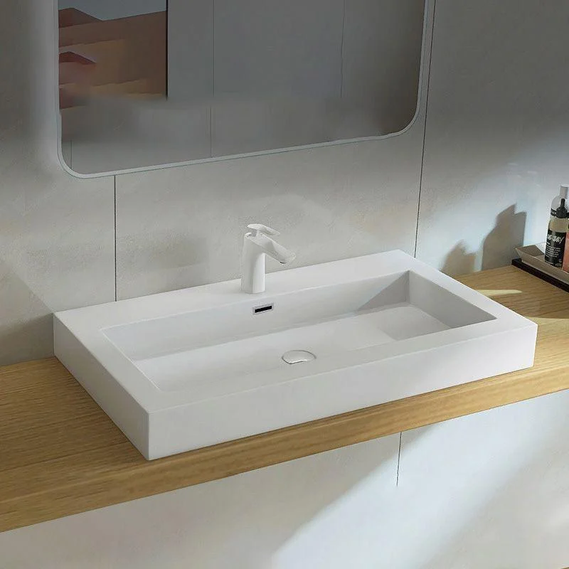 Modern Bathroom Sink Man Made Rock Rectangular Vessel Bathroom Sink with Pop-Up Drain -Bathlova