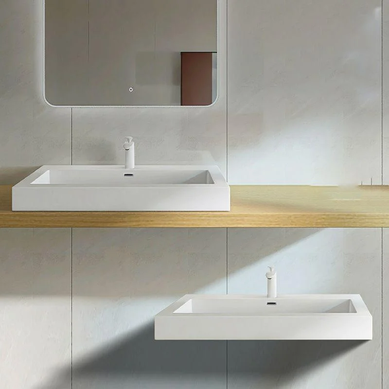 Modern Bathroom Sink Man Made Rock Rectangular Vessel Bathroom Sink with Pop-Up Drain -Bathlova