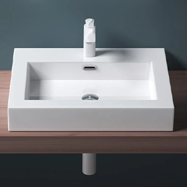 Modern Bathroom Sink Man Made Rock Rectangular Vessel Bathroom Sink with Pop-Up Drain -Bathlova