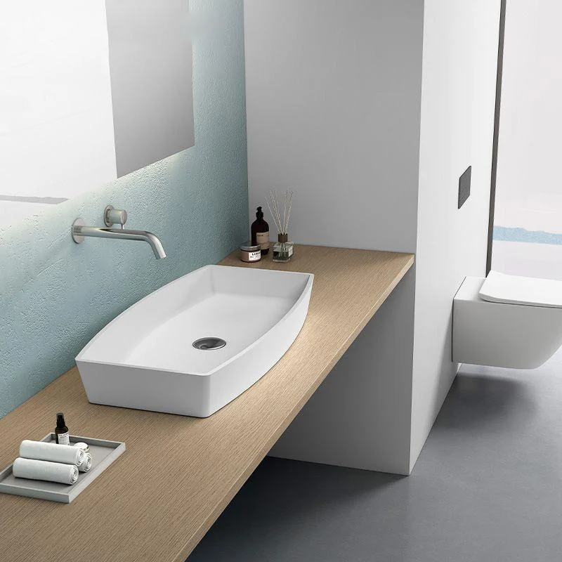 Modern Bathroom Sink Man Made Rock Rectangular Vessel Lavatory Sink(Not Included Tap) -Bathlova