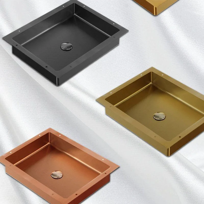 Modern Bathroom Sink Metal Rectangular Drop-in Bathroom Sink with Pop-Up Drain -Bathlova