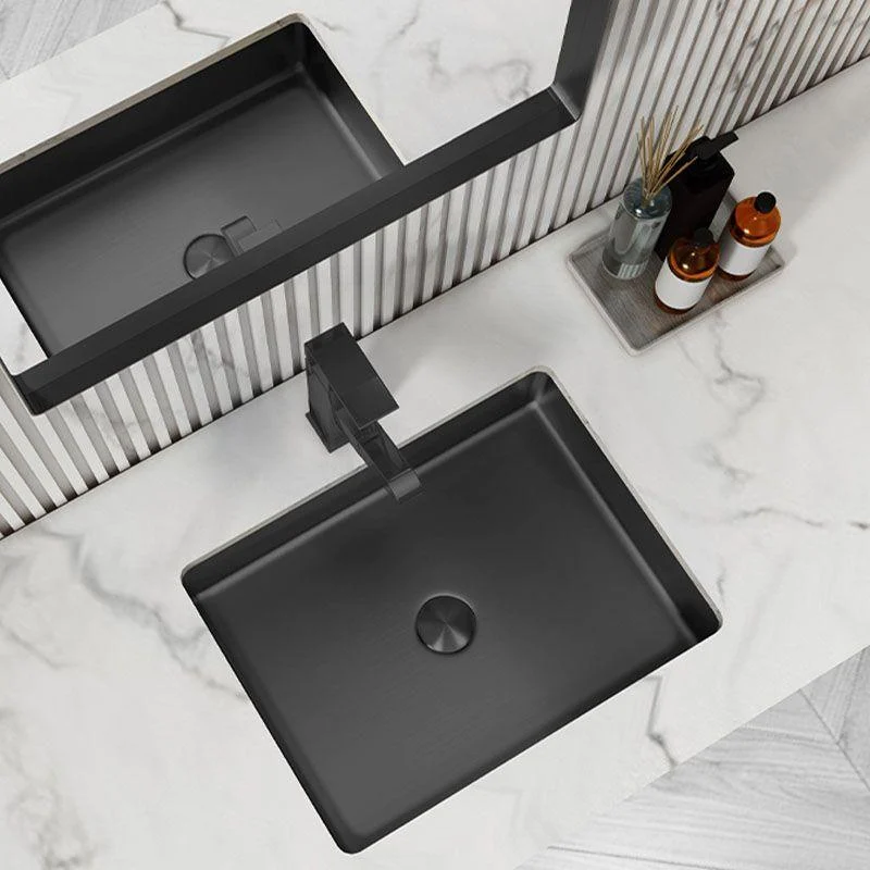 Modern Bathroom Sink Metal Rectangular Drop-in Bathroom Sink with Pop-Up Drain -Bathlova