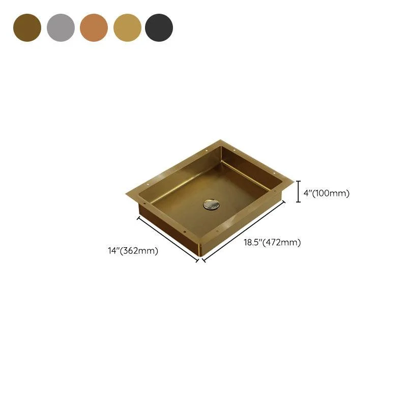 Modern Bathroom Sink Metal Rectangular Drop-in Bathroom Sink with Pop-Up Drain -Bathlova