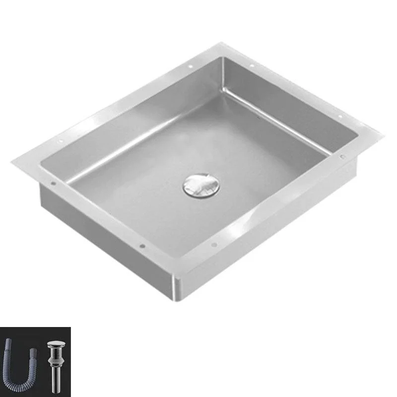 Modern Bathroom Sink Metal Rectangular Drop-in Bathroom Sink with Pop-Up Drain -Bathlova