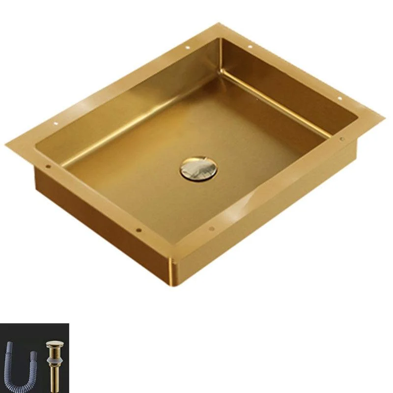 Modern Bathroom Sink Metal Rectangular Drop-in Bathroom Sink with Pop-Up Drain -Bathlova