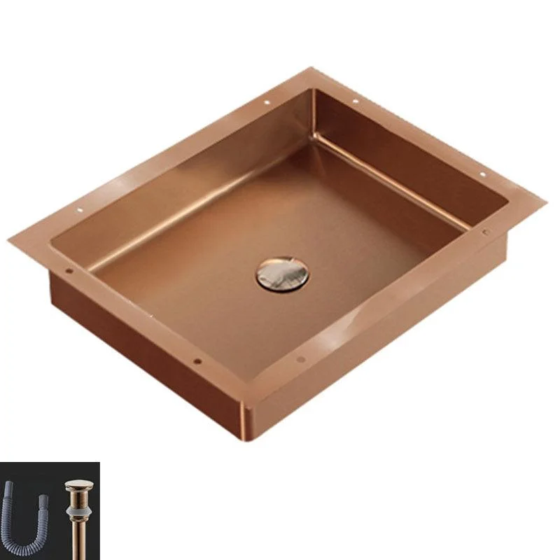 Modern Bathroom Sink Metal Rectangular Drop-in Bathroom Sink with Pop-Up Drain -Bathlova