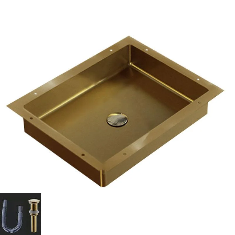 Modern Bathroom Sink Metal Rectangular Drop-in Bathroom Sink with Pop-Up Drain -Bathlova