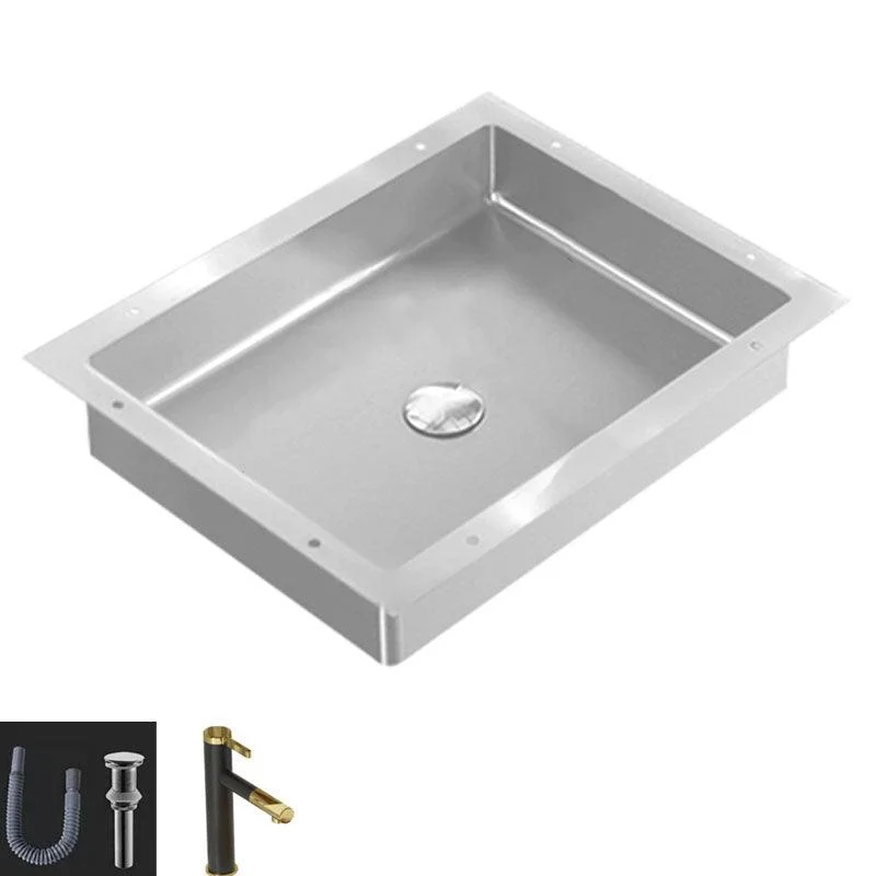 Modern Bathroom Sink Metal Rectangular Drop-in Bathroom Sink with Pop-Up Drain -Bathlova