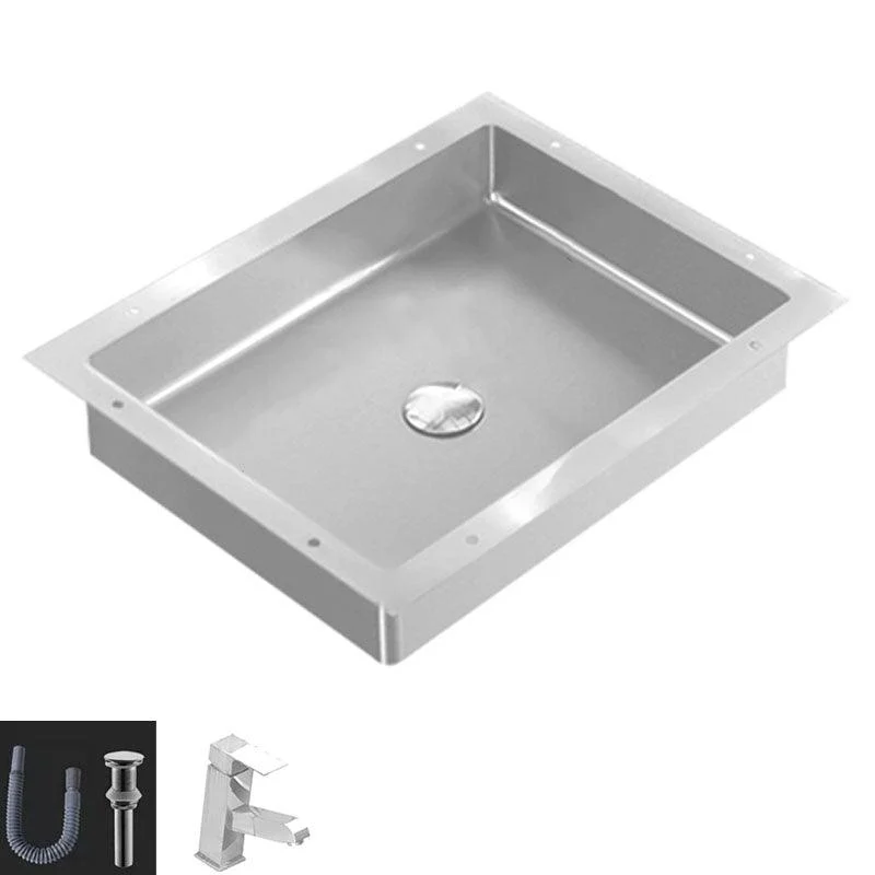 Modern Bathroom Sink Metal Rectangular Drop-in Bathroom Sink with Pop-Up Drain -Bathlova