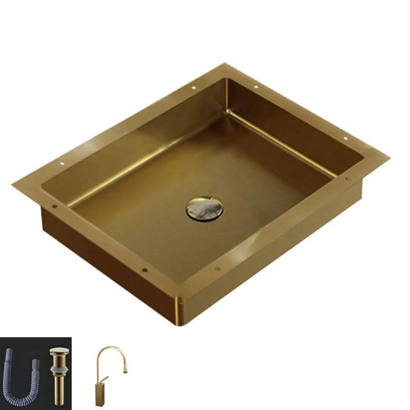 Modern Bathroom Sink Metal Rectangular Drop-in Bathroom Sink with Pop-Up Drain -Bathlova