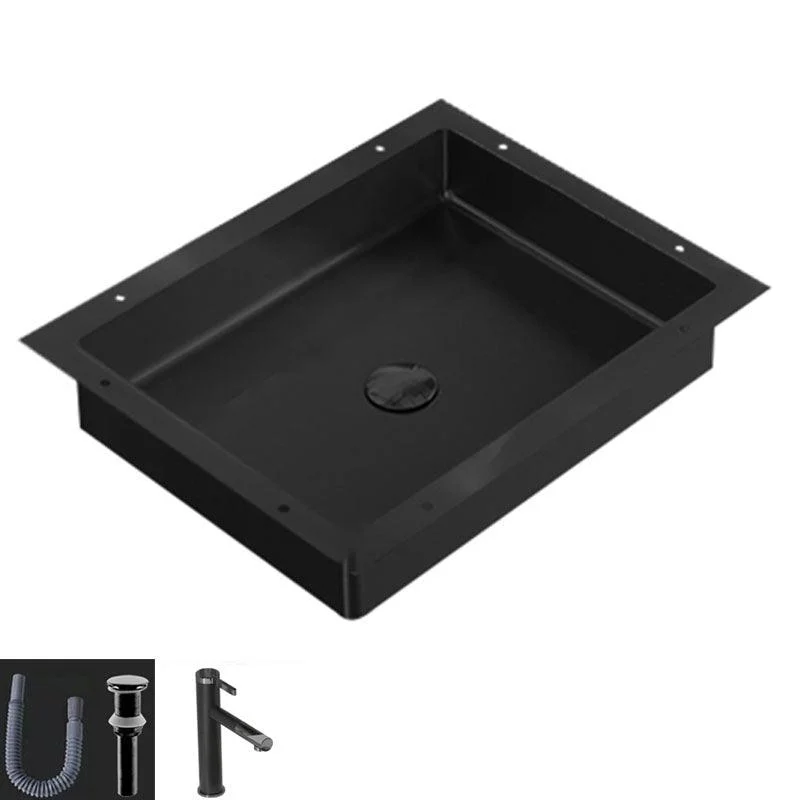 Modern Bathroom Sink Metal Rectangular Drop-in Bathroom Sink with Pop-Up Drain -Bathlova