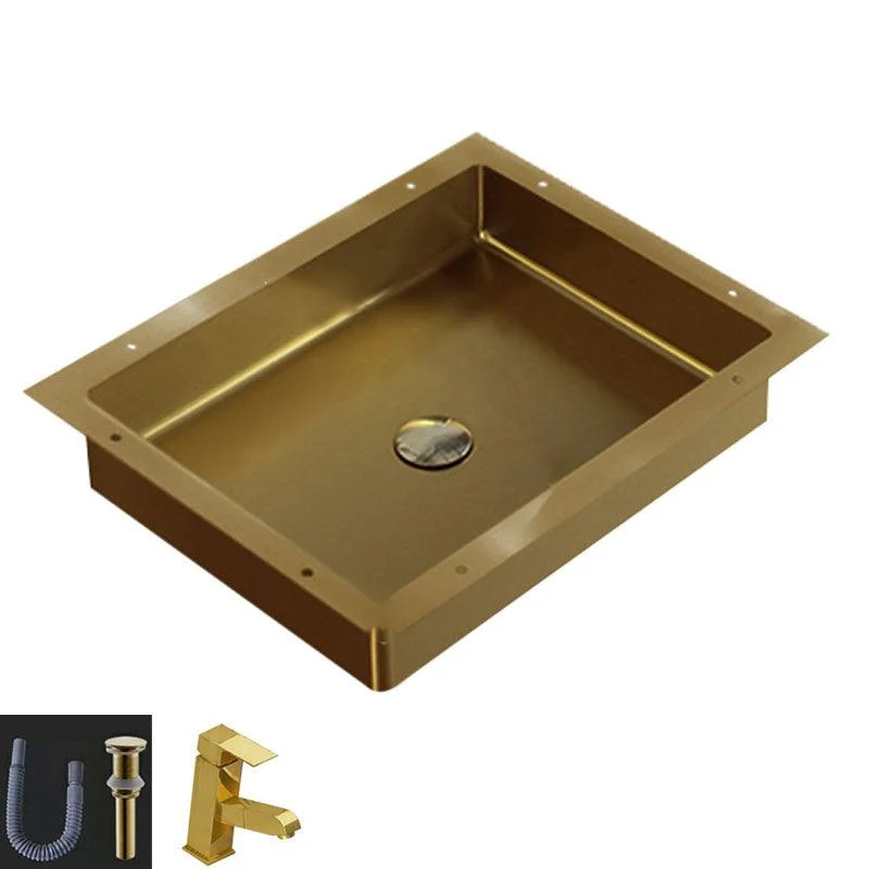 Modern Bathroom Sink Metal Rectangular Drop-in Bathroom Sink with Pop-Up Drain -Bathlova