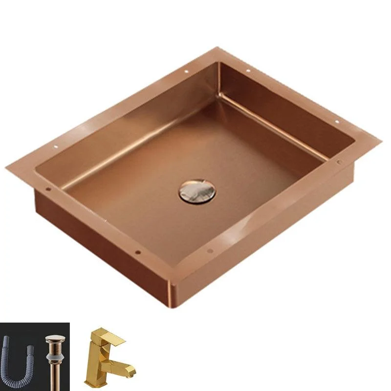 Modern Bathroom Sink Metal Rectangular Drop-in Bathroom Sink with Pop-Up Drain -Bathlova