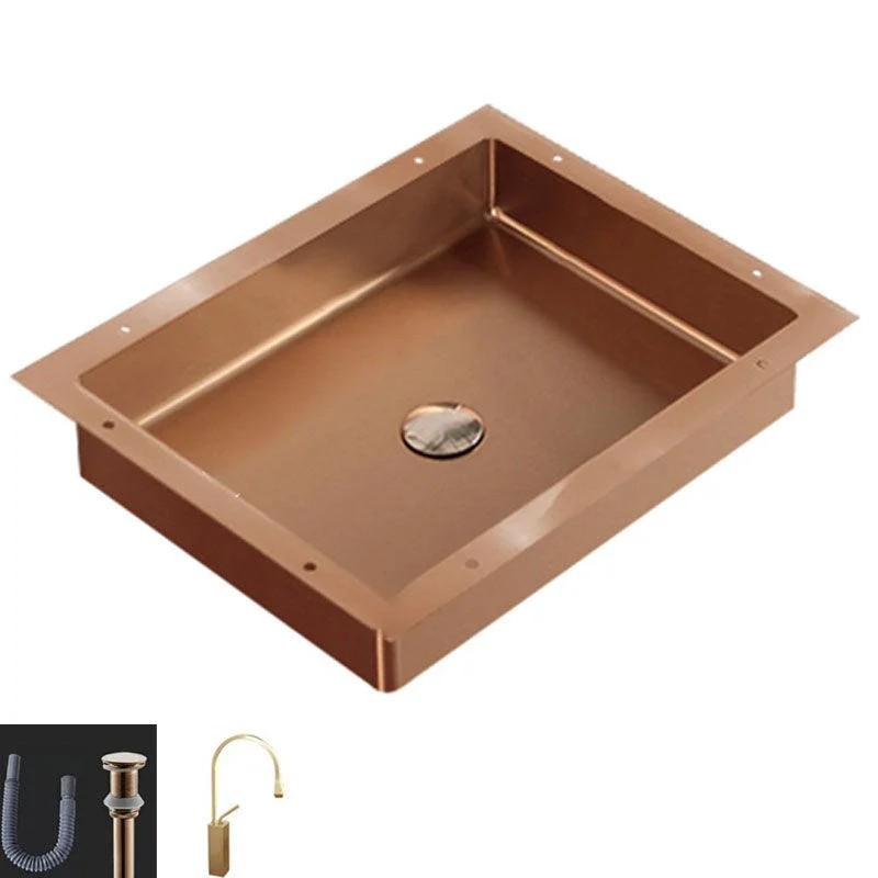 Modern Bathroom Sink Metal Rectangular Drop-in Bathroom Sink with Pop-Up Drain -Bathlova