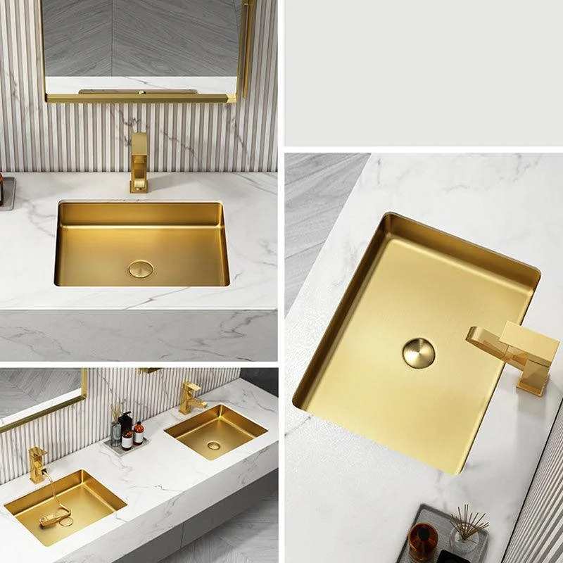 Modern Bathroom Sink Metal Rectangular Drop-in Bathroom Sink with Pop-Up Drain -Bathlova