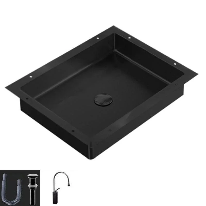 Modern Bathroom Sink Metal Rectangular Drop-in Bathroom Sink with Pop-Up Drain -Bathlova