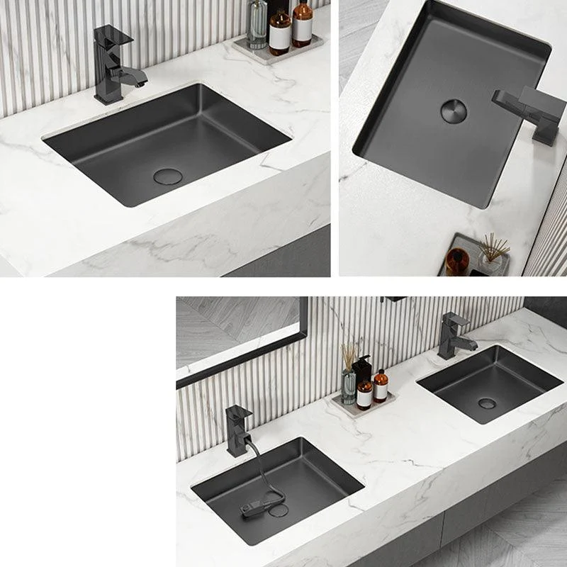 Modern Bathroom Sink Metal Rectangular Drop-in Bathroom Sink with Pop-Up Drain -Bathlova