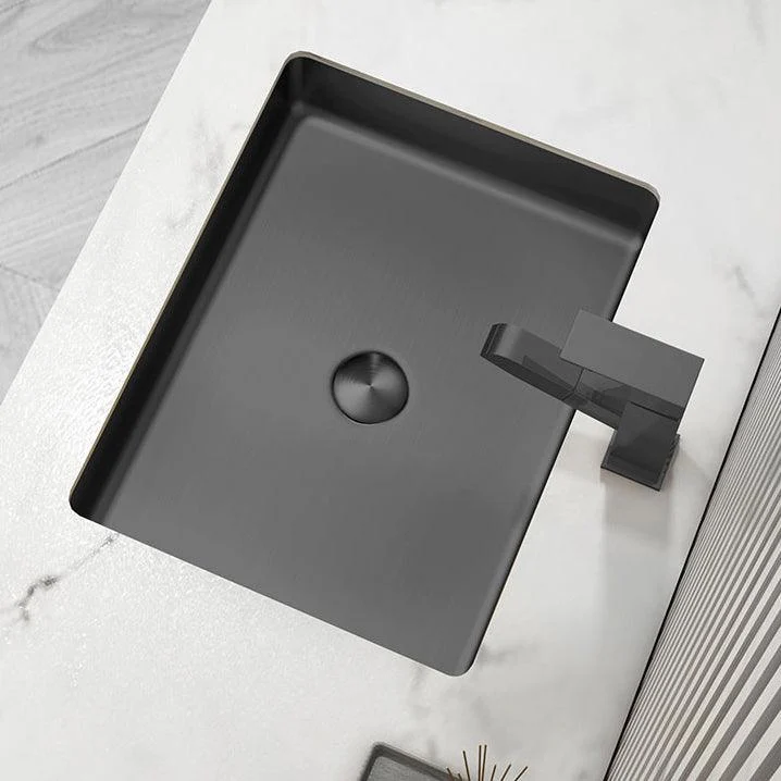 Modern Bathroom Sink Metal Rectangular Undermount Bathroom Sink with Pop-Up Drain -Bathlova