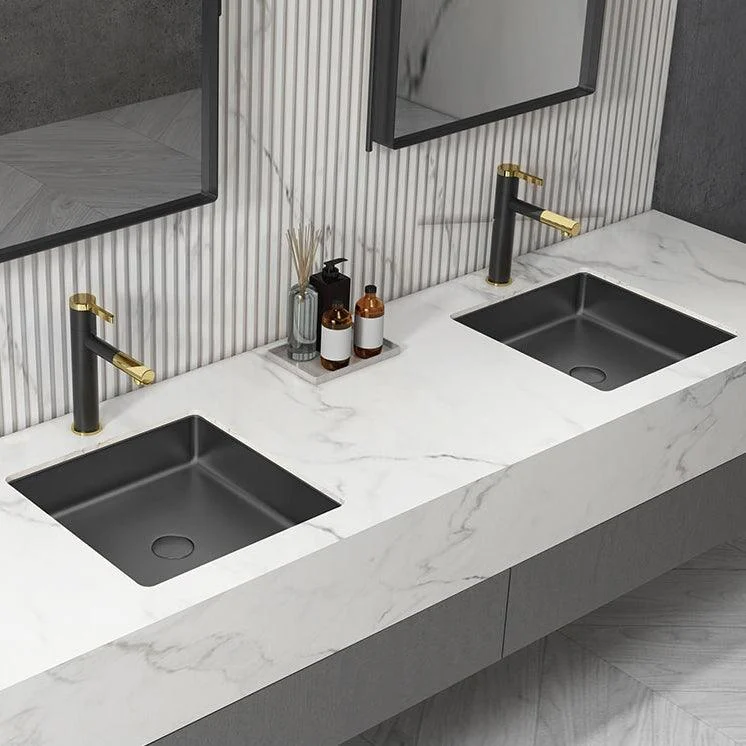 Modern Bathroom Sink Metal Rectangular Undermount Bathroom Sink with Pop-Up Drain -Bathlova