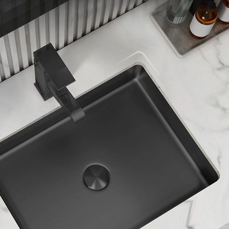 Modern Bathroom Sink Metal Rectangular Undermount Bathroom Sink with Pop-Up Drain -Bathlova