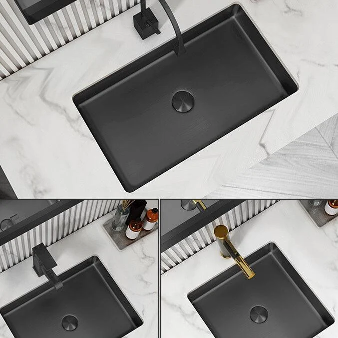 Modern Bathroom Sink Metal Rectangular Undermount Bathroom Sink with Pop-Up Drain -Bathlova