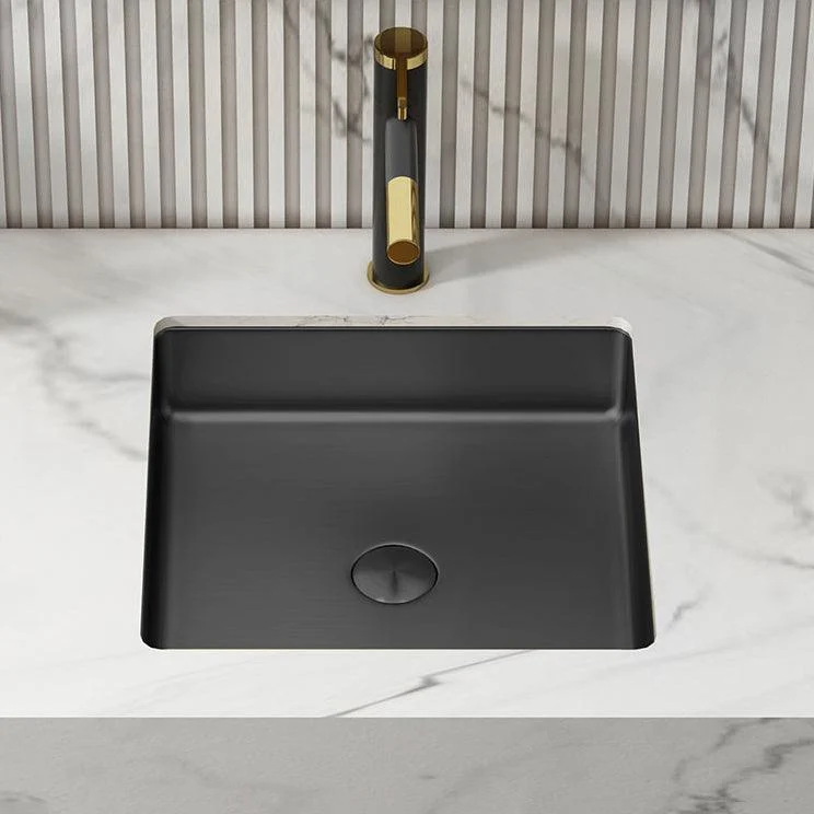 Modern Bathroom Sink Metal Rectangular Undermount Bathroom Sink with Pop-Up Drain -Bathlova