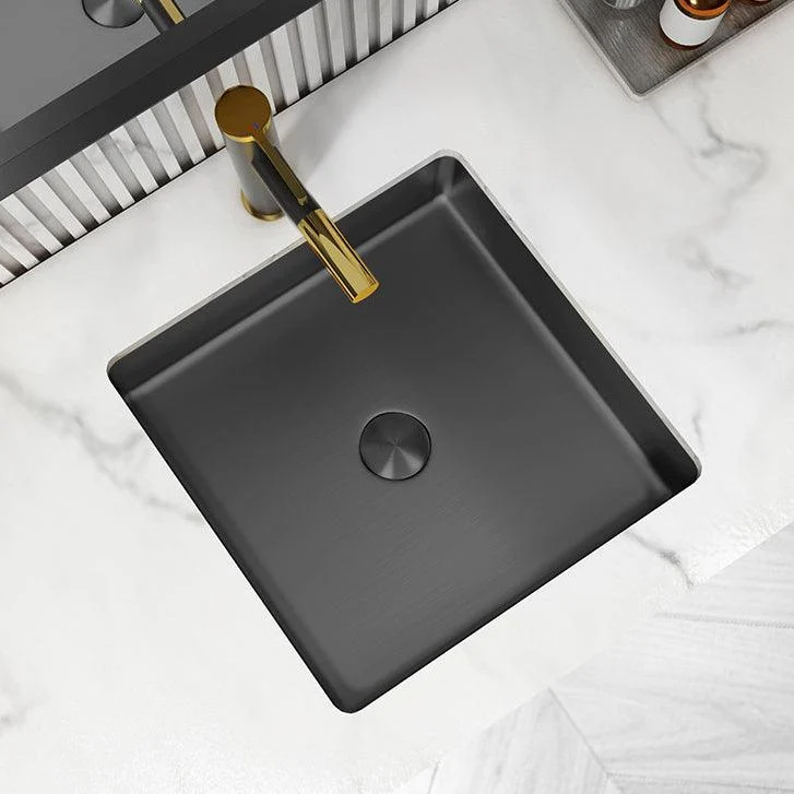 Modern Bathroom Sink Metal Rectangular Undermount Bathroom Sink with Pop-Up Drain -Bathlova