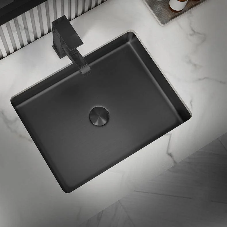 Modern Bathroom Sink Metal Rectangular Undermount Bathroom Sink with Pop-Up Drain -Bathlova