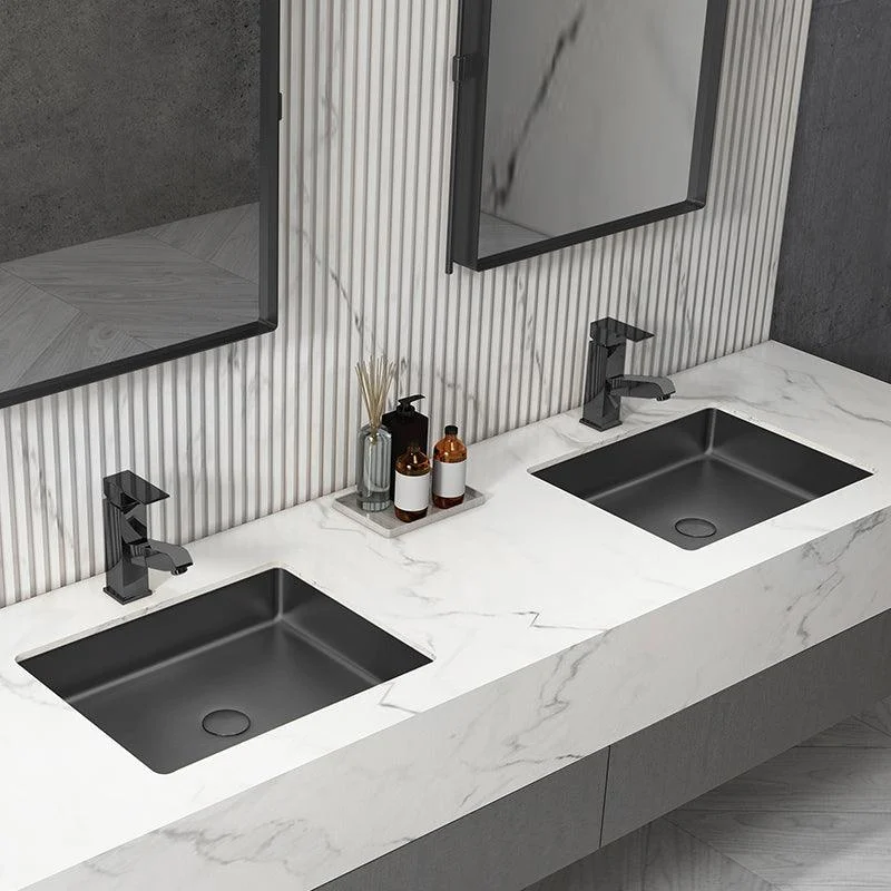 Modern Bathroom Sink Metal Rectangular Undermount Bathroom Sink with Pop-Up Drain -Bathlova