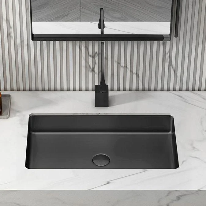 Modern Bathroom Sink Metal Rectangular Undermount Bathroom Sink with Pop-Up Drain -Bathlova