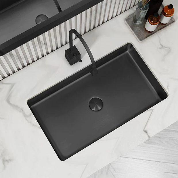 Modern Bathroom Sink Metal Rectangular Undermount Bathroom Sink with Pop-Up Drain -Bathlova