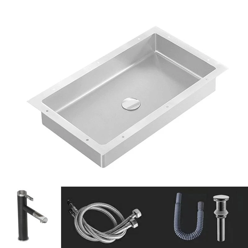 Modern Bathroom Sink Metal Rectangular Undermount Bathroom Sink with Pop-Up Drain -Bathlova