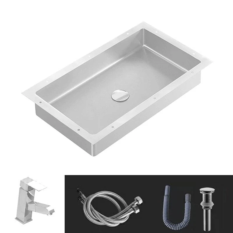 Modern Bathroom Sink Metal Rectangular Undermount Bathroom Sink with Pop-Up Drain -Bathlova