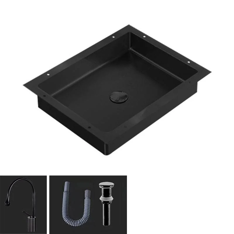 Modern Bathroom Sink Metal Rectangular Undermount Bathroom Sink with Pop-Up Drain -Bathlova