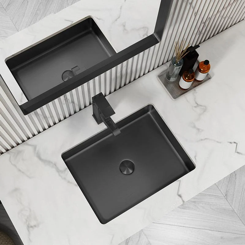 Modern Bathroom Sink Metal Rectangular Undermount Bathroom Sink with Pop-Up Drain -Bathlova