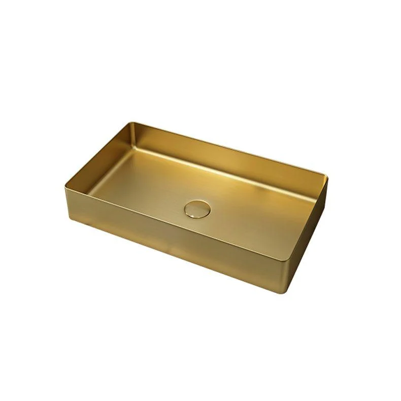 Modern Bathroom Sink Metal Rectangular Vessel Bathroom Sink with Pop-Up Drain -Bathlova