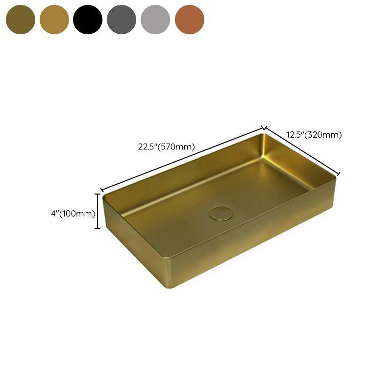 Modern Bathroom Sink Metal Rectangular Vessel Bathroom Sink with Pop-Up Drain -Bathlova