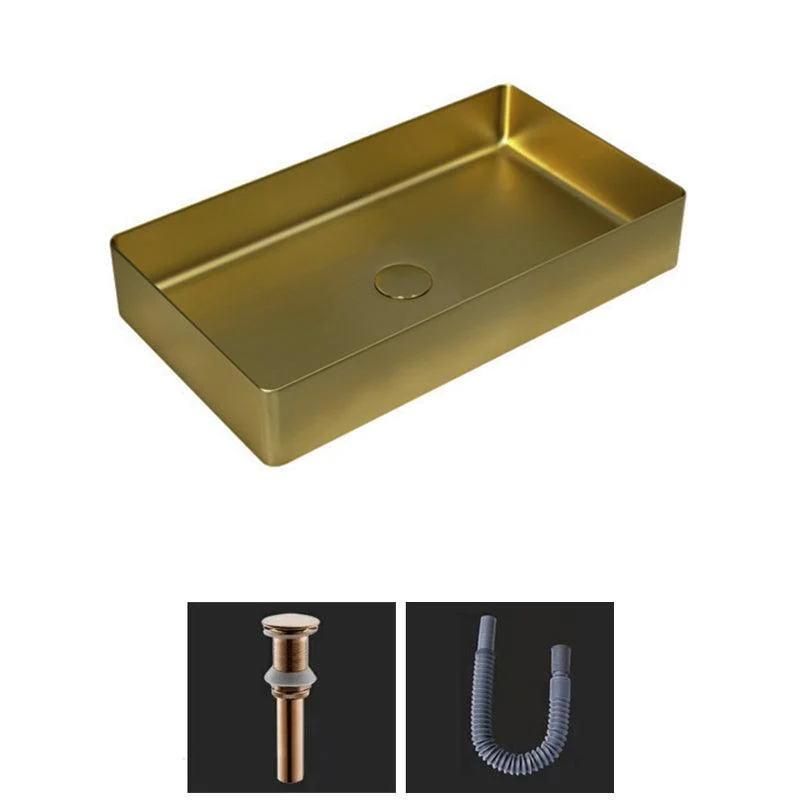 Modern Bathroom Sink Metal Rectangular Vessel Bathroom Sink with Pop-Up Drain -Bathlova