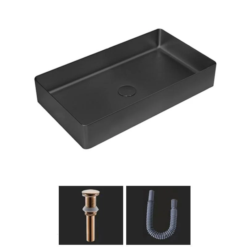 Modern Bathroom Sink Metal Rectangular Vessel Bathroom Sink with Pop-Up Drain -Bathlova