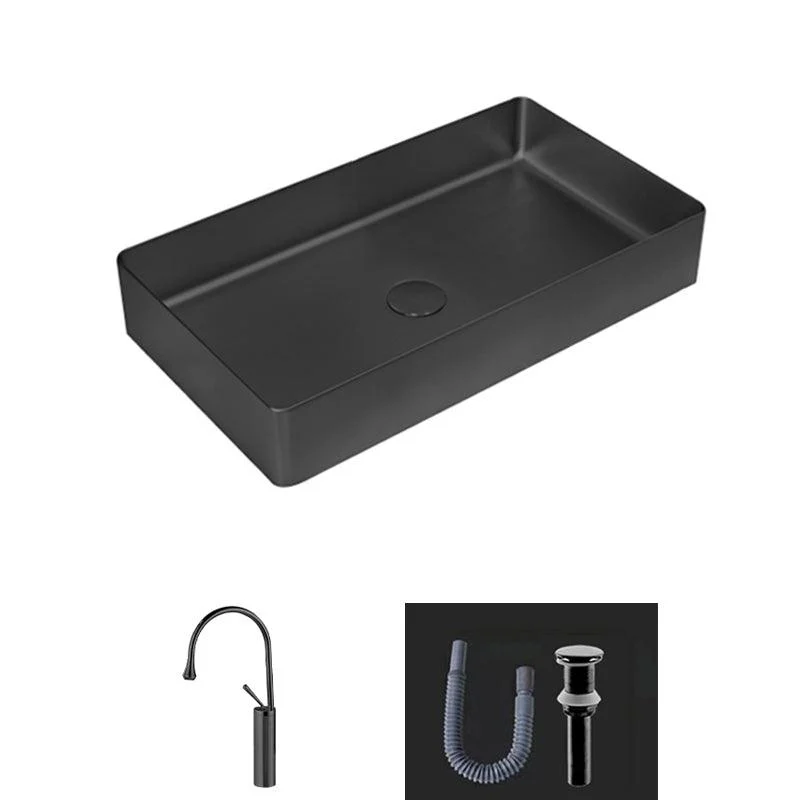 Modern Bathroom Sink Metal Rectangular Vessel Bathroom Sink with Pop-Up Drain -Bathlova